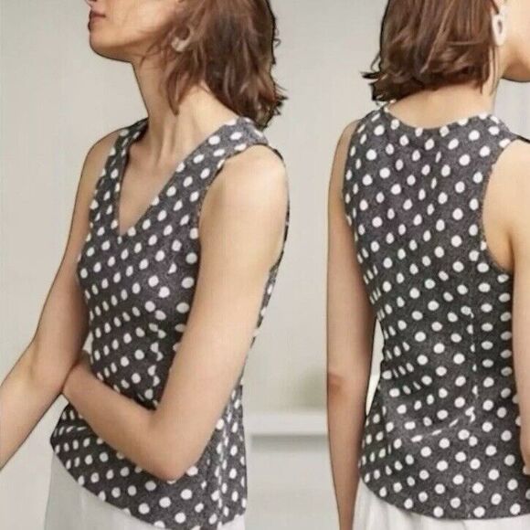 Maeve‎ by Anthropologie M Sleeveless V-Neck Polka-Dot Knit Tank Top Camisole - Picture 1 of 9